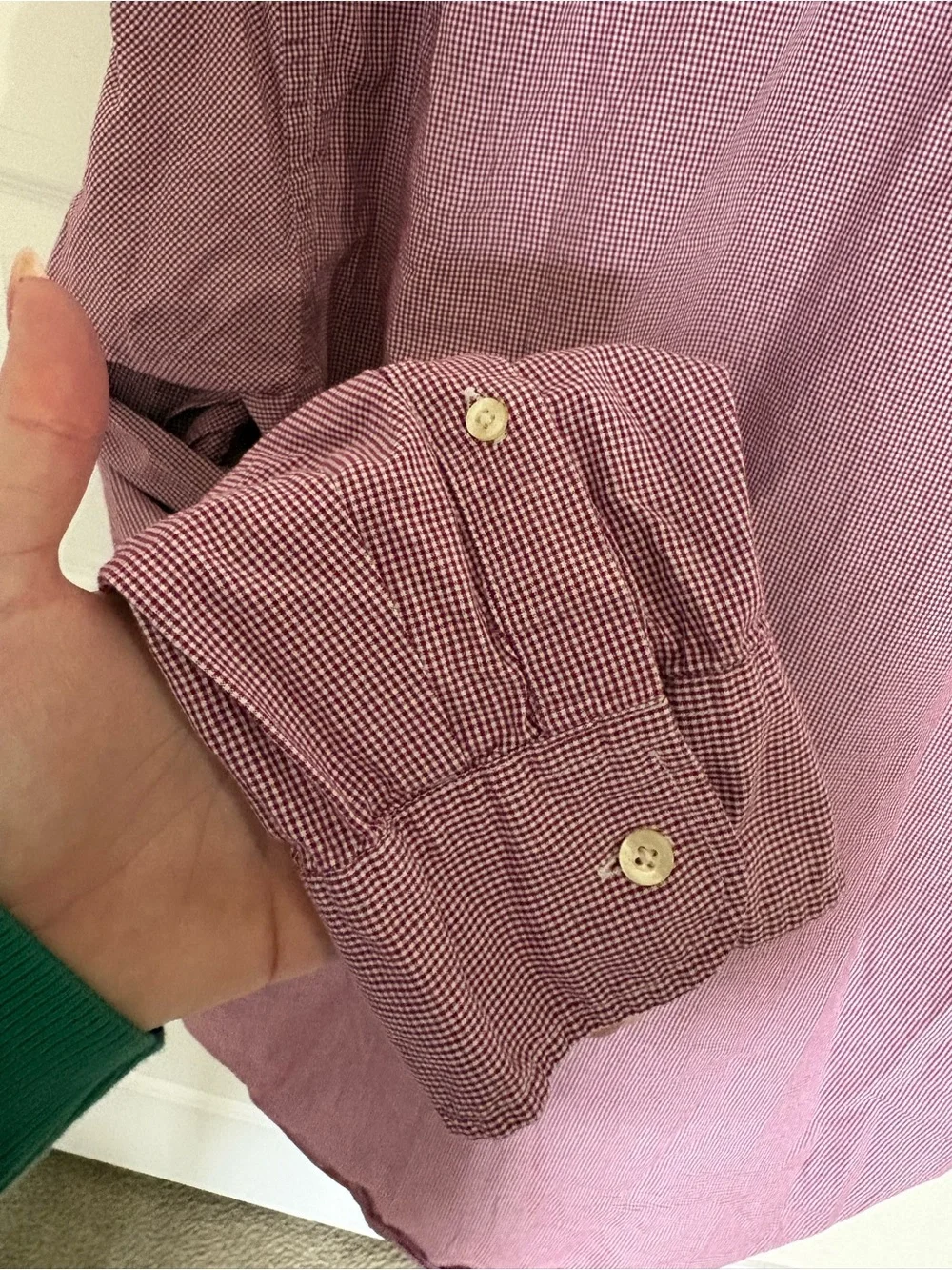 J. Crew Men's Long-Sleeve red and White Button-Down Shirt